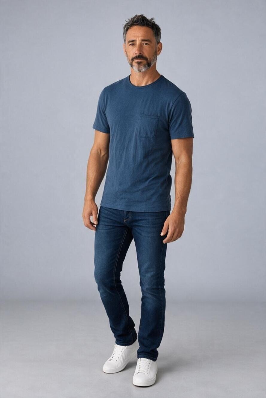 REISS Imperial Raw Edge Cotton Crew Neck T-Shirt Size M NEW Blue $70